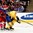 TORONTO, CANADA - JANUARY 4:  Swedenâ€™s Robert Hagg #14 carries the puck up ice against Russiaâ€™s Pavel Buchnevich #19 during semifinal round action at the 2015 IIHF World Junior Championship. (Photo by Richard Wolowicz/HHOF-IIHF Images)